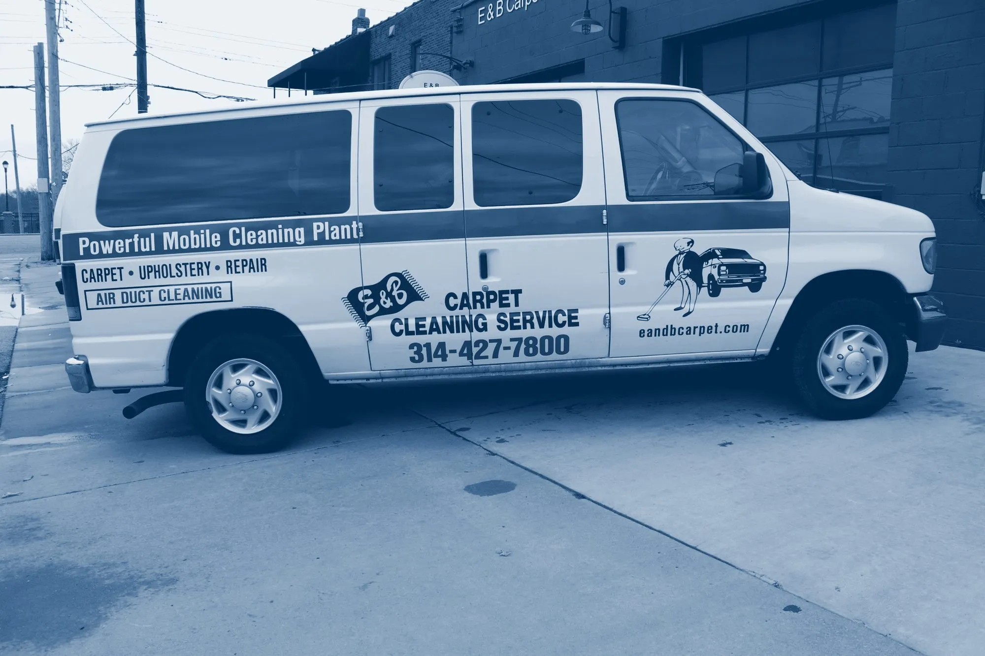 An E&B van on Marshall Avenue