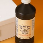 Bottle of hydrogen peroxide. Natural cleaners to keep at home