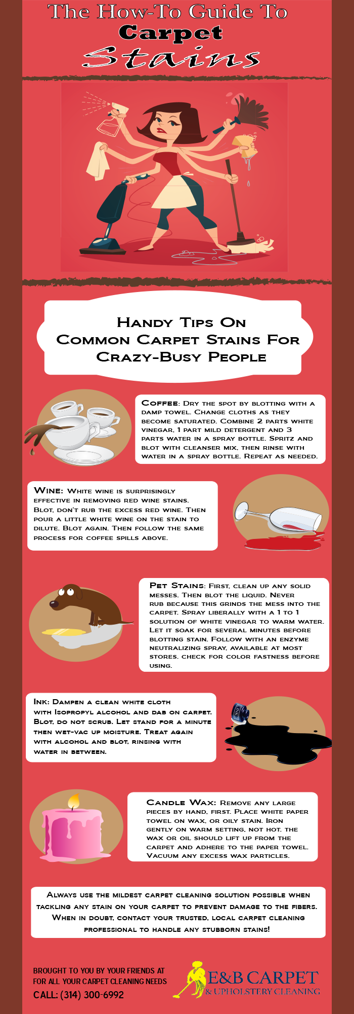 An infographic that tackles common carpet stains.