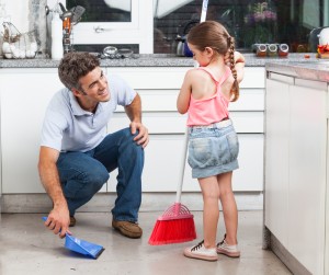 Dad & Daughter Cleaning Kitchen E&B Carpet St Louis
